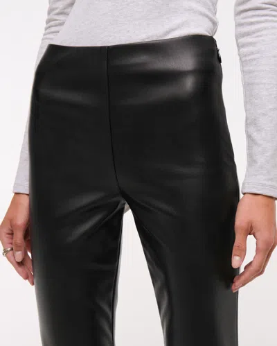 Abercrombie & Fitch High Rise Slim Boot Vegan Leather Pant In Black
