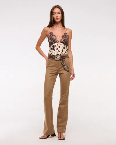 Abercrombie & Fitch High Rise Slim Boot Vegan Suede Pant In Brown