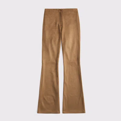 Abercrombie & Fitch High Rise Slim Boot Vegan Suede Pant In Brown