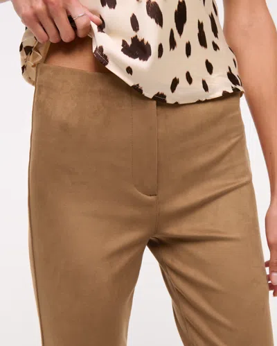 Abercrombie & Fitch High Rise Slim Boot Vegan Suede Pant In Brown