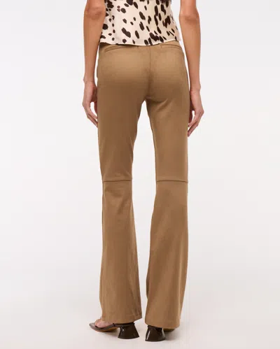 Abercrombie & Fitch High Rise Slim Boot Vegan Suede Pant In Brown