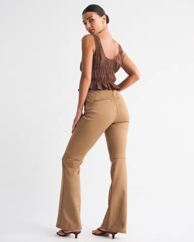 Abercrombie & Fitch Curve Love High Rise Slim Boot Vegan Suede Pant In Brown