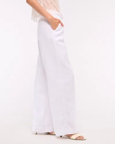 Abercrombie & Fitch Premium Linen Belted Wide Leg Pant In White