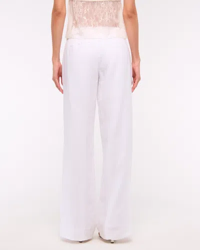 Abercrombie & Fitch Premium Linen Belted Wide Leg Pant In White