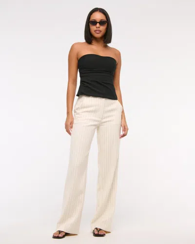 Abercrombie & Fitch Tailored Wide Leg Pant In Neutral