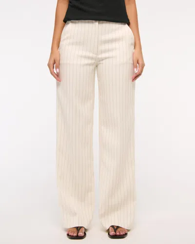 Abercrombie & Fitch Tailored Wide Leg Pant In Neutral