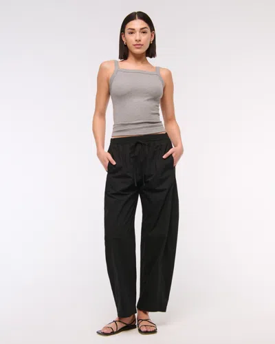 Abercrombie & Fitch Poplin Barrel Pull-on Pant In Black