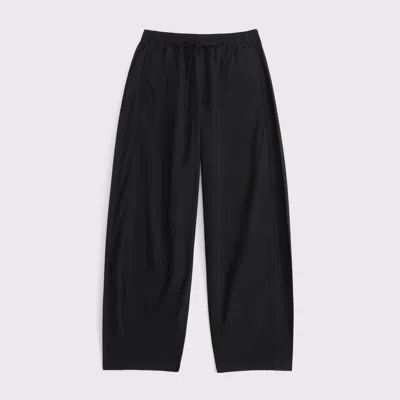 Abercrombie & Fitch Poplin Barrel Pull-on Pant In Black