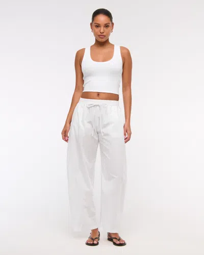 Abercrombie & Fitch Poplin Barrel Pull-on Pant In White
