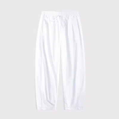 Abercrombie & Fitch Poplin Barrel Pull-on Pant In White