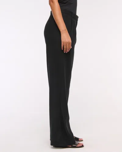 Abercrombie & Fitch A&f Sloane Low Rise Tailored Linen-blend Pant In Black