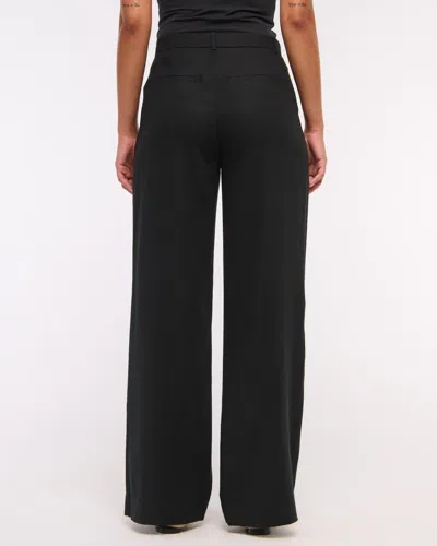 Abercrombie & Fitch A&f Sloane Low Rise Tailored Linen-blend Pant In Black