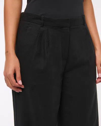 Abercrombie & Fitch A&f Sloane Low Rise Tailored Linen-blend Pant In Black