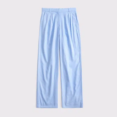 Abercrombie & Fitch A&f Sloane Low Rise Tailored Linen-blend Pant In Blue