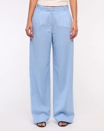 Abercrombie & Fitch A&f Sloane Low Rise Tailored Linen-blend Pant In Blue