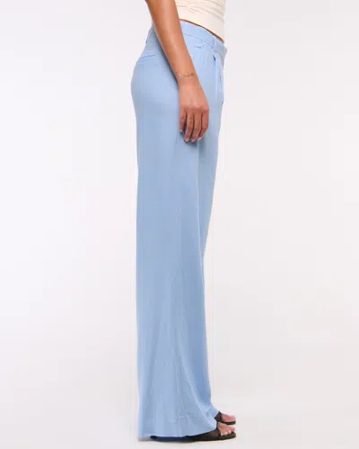 Abercrombie & Fitch A&f Sloane Low Rise Tailored Linen-blend Pant In Blue