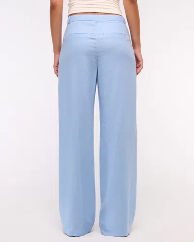 Abercrombie & Fitch A&f Sloane Low Rise Tailored Linen-blend Pant In Blue