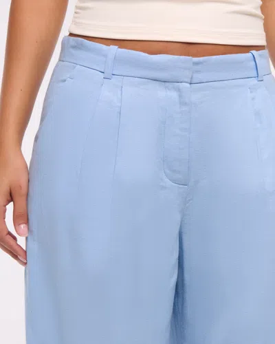 Abercrombie & Fitch A&f Sloane Low Rise Tailored Linen-blend Pant In Blue