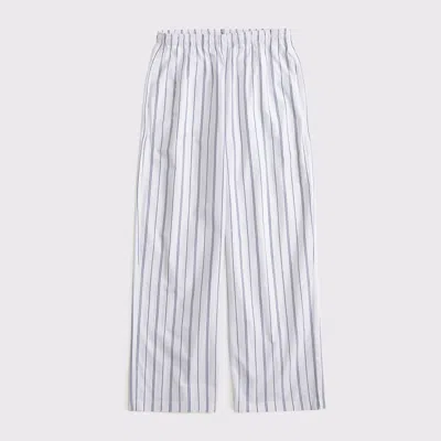 Abercrombie & Fitch Poplin Wide Leg Pull-on Pant In White