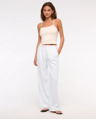 Abercrombie & Fitch A&f Sloane Low Rise Tailored Linen-blend Pant In White