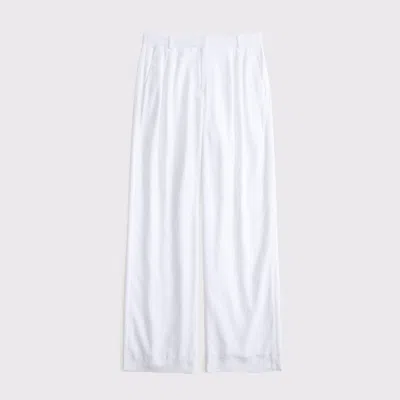 Abercrombie & Fitch A&f Sloane Low Rise Tailored Linen-blend Pant In White