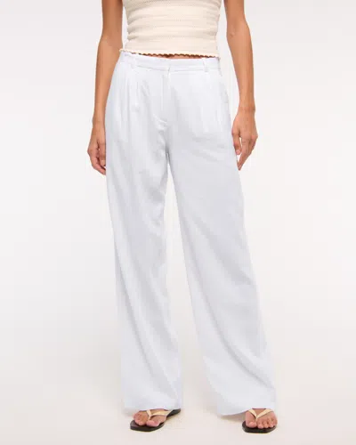 Abercrombie & Fitch A&f Sloane Low Rise Tailored Linen-blend Pant In White