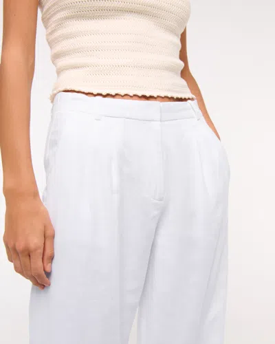 Abercrombie & Fitch A&f Sloane Low Rise Tailored Linen-blend Pant In White