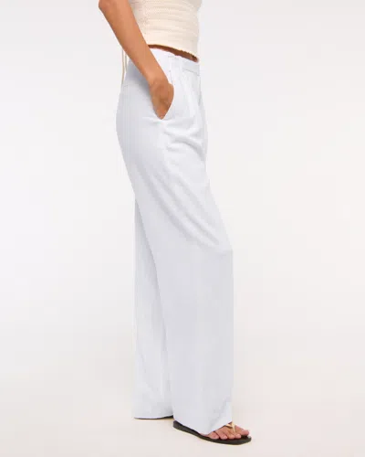 Abercrombie & Fitch A&f Sloane Low Rise Tailored Linen-blend Pant In White