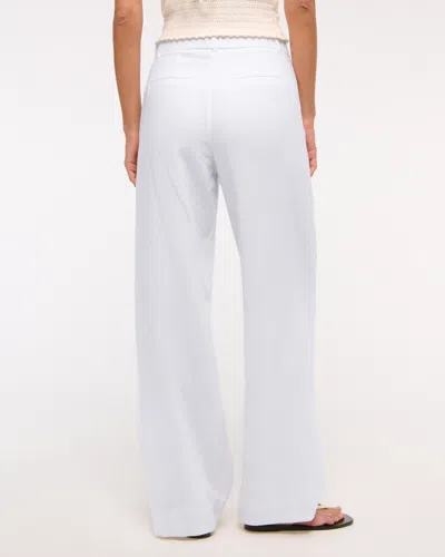 Abercrombie & Fitch A&f Sloane Low Rise Tailored Linen-blend Pant In White