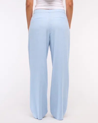 Abercrombie & Fitch Curve Love A&f Sloane Low Rise Tailored Linen-blend Pant In Blue