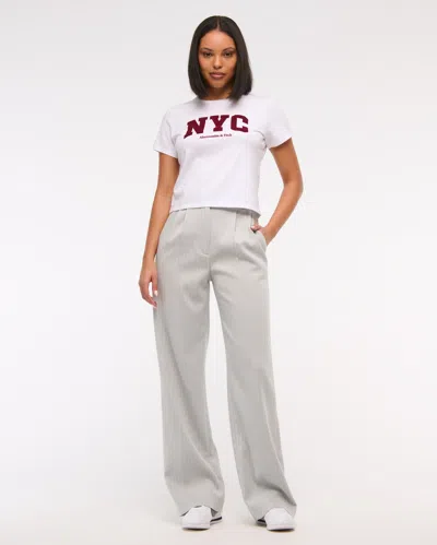 Abercrombie & Fitch A&f Sloane Tailored Wide Leg Pant In Neutral