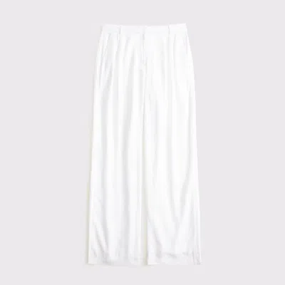 Abercrombie & Fitch Curve Love A&f Sloane Low Rise Tailored Linen-blend Pant In Gray