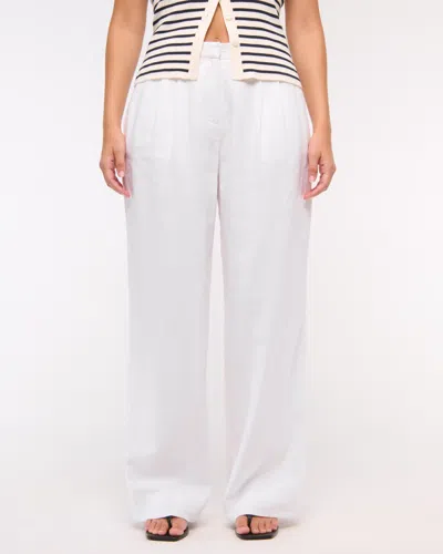 Abercrombie & Fitch Curve Love A&f Sloane Low Rise Tailored Linen-blend Pant In Gray