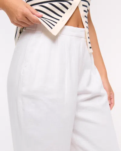 Abercrombie & Fitch Curve Love A&f Sloane Low Rise Tailored Linen-blend Pant In Gray