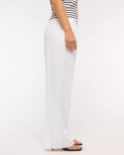 Abercrombie & Fitch Curve Love A&f Sloane Low Rise Tailored Linen-blend Pant In Gray