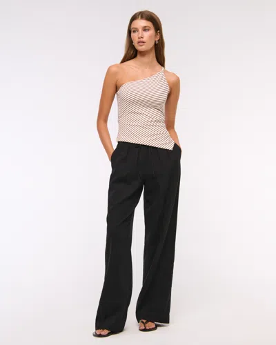 Abercrombie & Fitch Linen-blend Pull-on Pant In Black