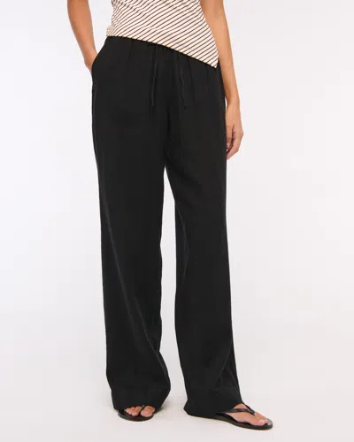Abercrombie & Fitch Linen-blend Pull-on Pant In Black