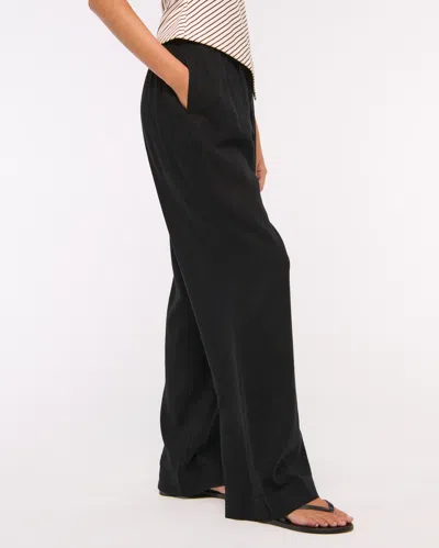 Abercrombie & Fitch Linen-blend Pull-on Pant In Black