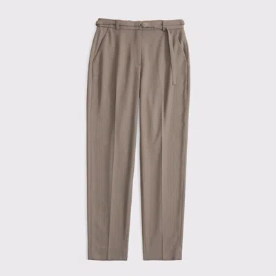 Abercrombie & Fitch High Rise Belted Ankle Straight Pant In Brown