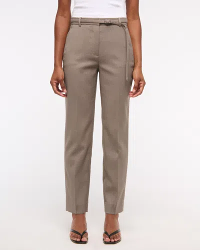 Abercrombie & Fitch High Rise Belted Ankle Straight Pant In Brown