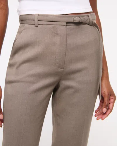 Abercrombie & Fitch High Rise Belted Ankle Straight Pant In Brown