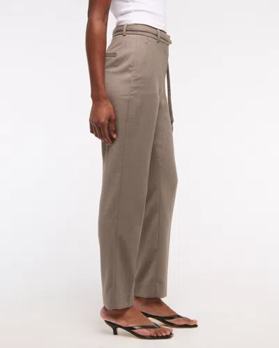 Abercrombie & Fitch High Rise Belted Ankle Straight Pant In Brown