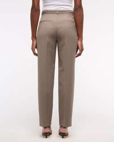 Abercrombie & Fitch High Rise Belted Ankle Straight Pant In Brown