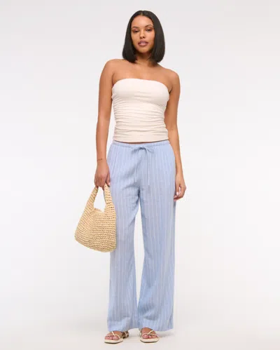 Abercrombie & Fitch Linen-blend Pull-on Pant In Blue