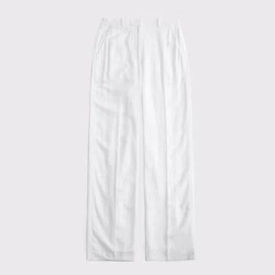 Abercrombie & Fitch Tailored Linen-blend Wide Leg Pant In White