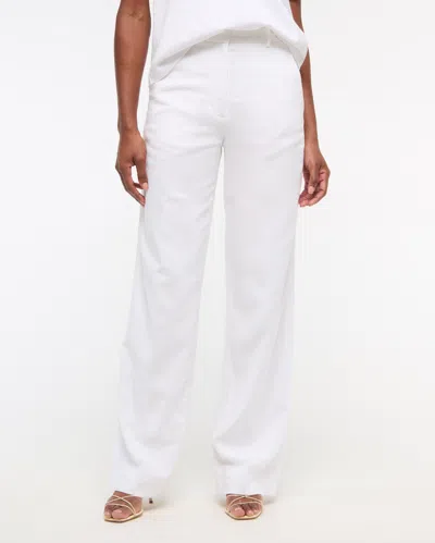 Abercrombie & Fitch Tailored Linen-blend Wide Leg Pant In White