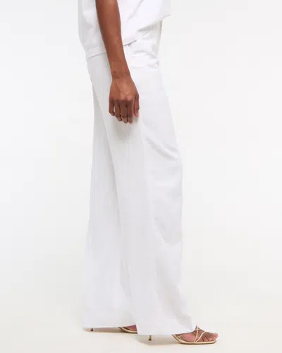 Abercrombie & Fitch Tailored Linen-blend Wide Leg Pant In White