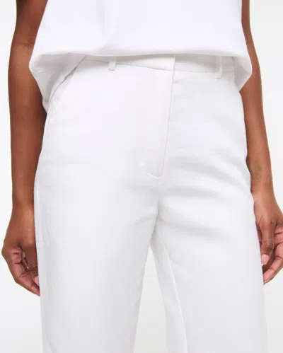 Abercrombie & Fitch Tailored Linen-blend Wide Leg Pant In White