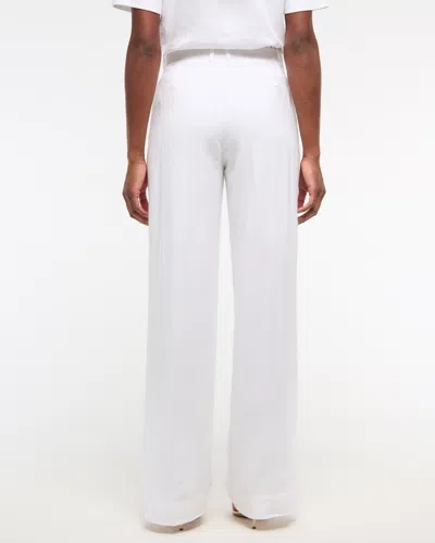 Abercrombie & Fitch Tailored Linen-blend Wide Leg Pant In White