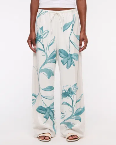 Abercrombie & Fitch Drapey Wide Leg Pull-on Pant In White